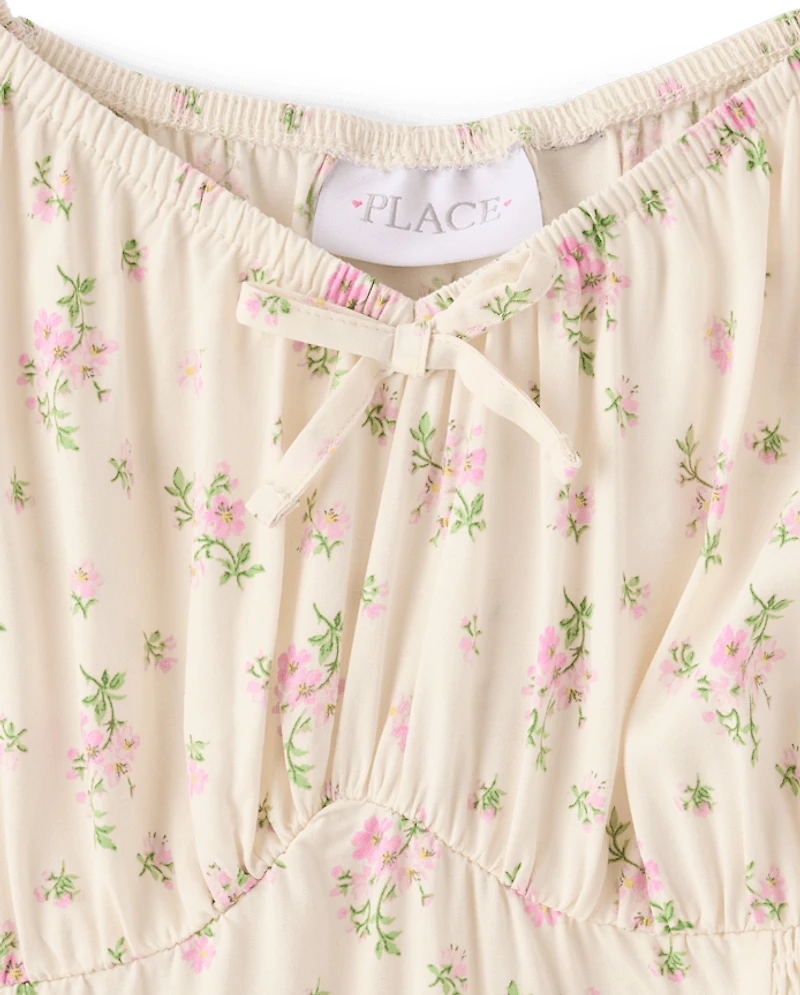 Womens Mommy And Me Floral Ruffle Dress