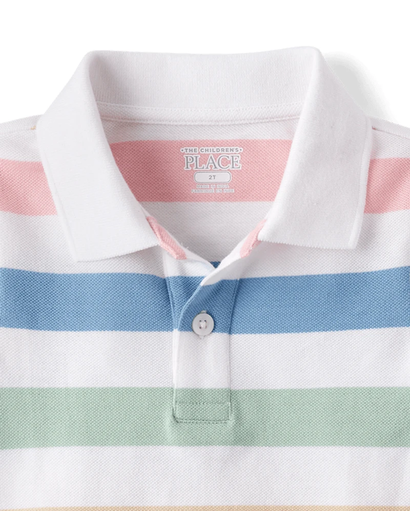 Baby And Toddler Boys Striped Soft Pique Polo