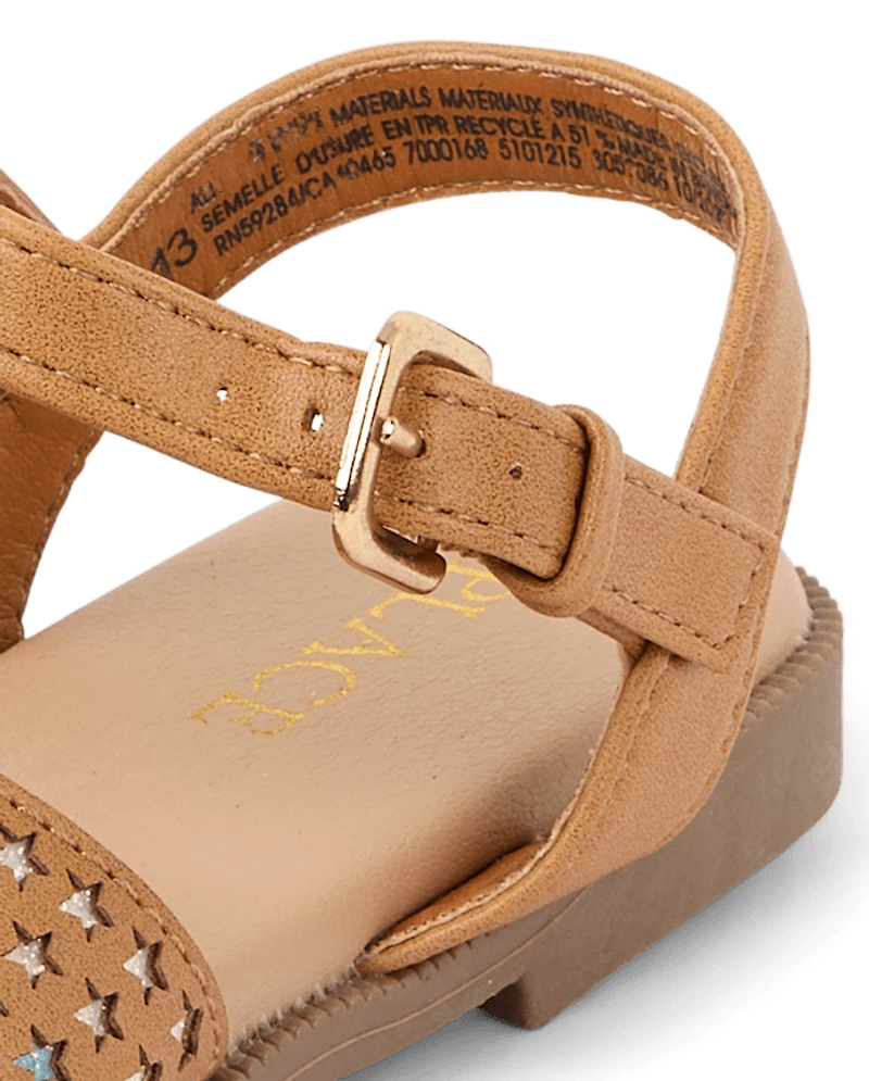 Girls Perforated Star Sandals