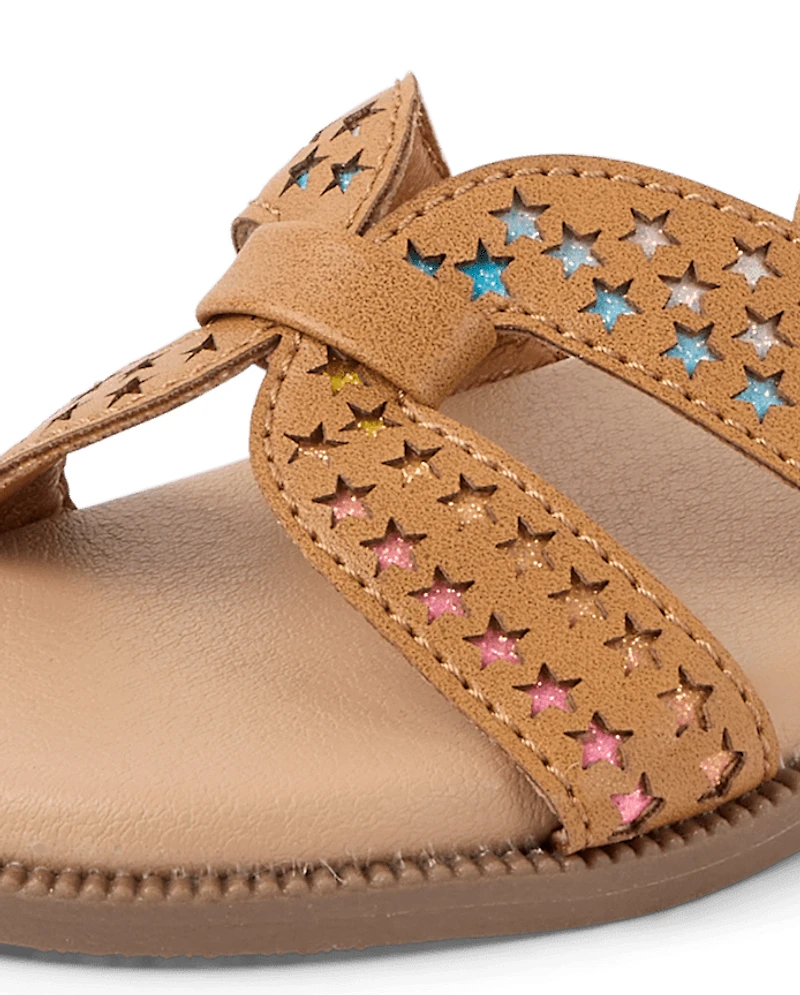 Girls Perforated Star Sandals