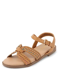 Girls Perforated Star Sandals