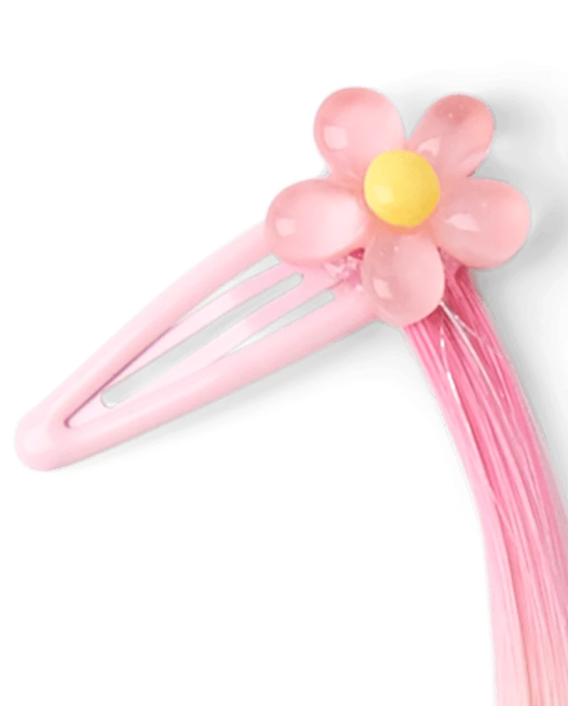 Girls Butterfly Rainbow Faux Hair Extension Hair Clip 4-Pack