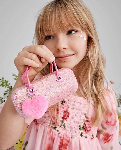 Girls Glitter Heart Sunglasses Case