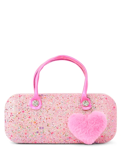 Girls Glitter Heart Sunglasses Case