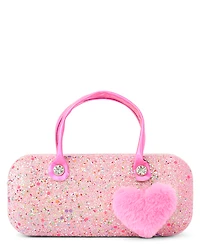 Girls Glitter Heart Sunglasses Case