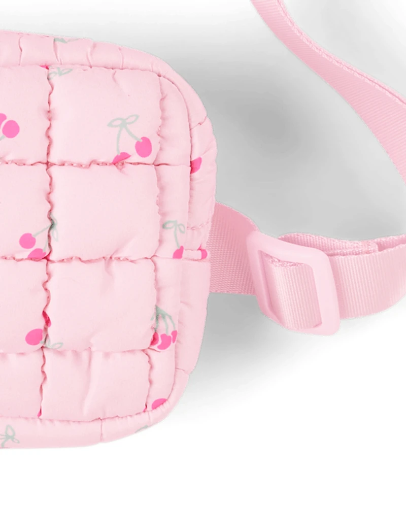 Girls Cherry Quilted Belt Bag