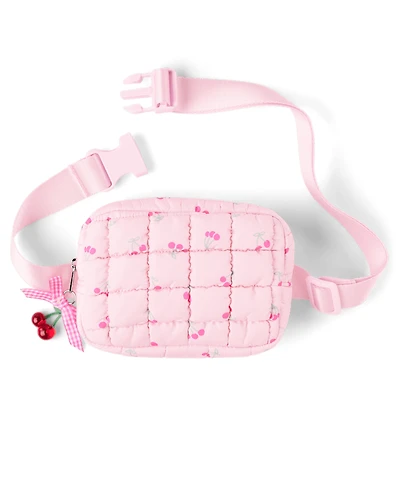 Girls Cherry Quilted Belt Bag
