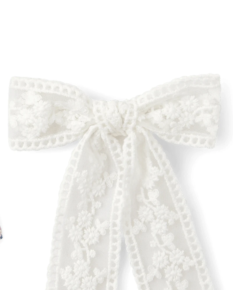 Girls Floral Bow Hair Clip 3-Pack