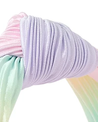 Girls Rainbow Pleated Satin Top Knot Headband