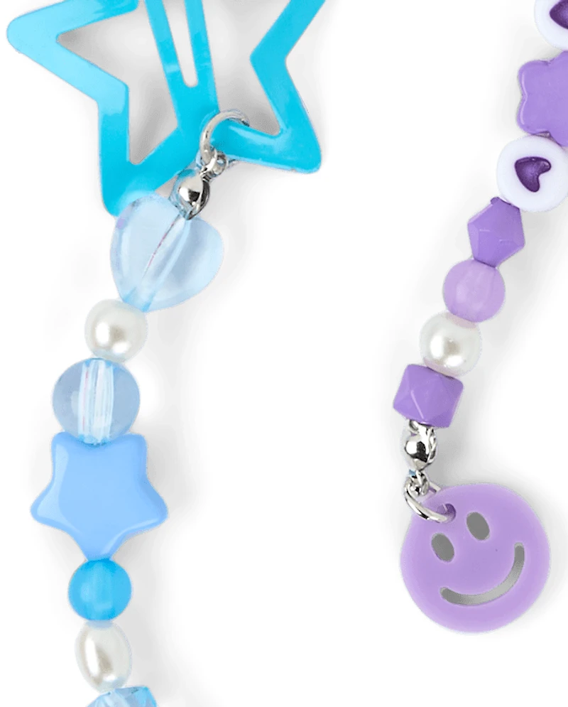 Girls Star Beaded Charm Hair Clip 3-Pack