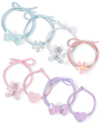 Lot de 8 élastiques à cheveux pour filles avec icône