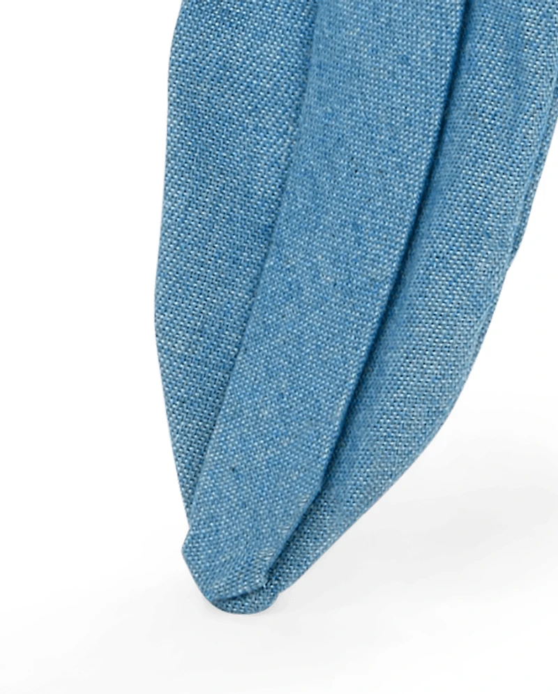 Girls Studded Floral Chambray Top Knot Headband