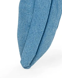 Girls Studded Floral Chambray Top Knot Headband