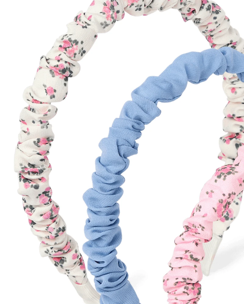 Girls Floral Ruched Headband 3-Pack