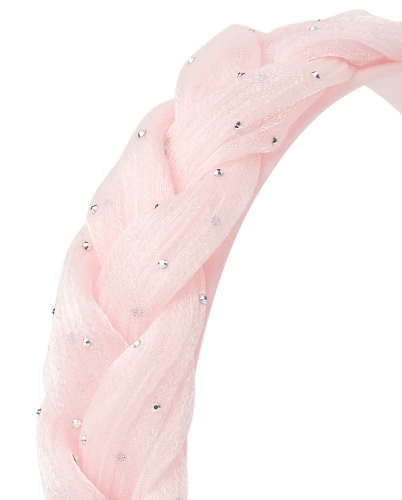 Girls Puffy Braided Rhinestone Headband