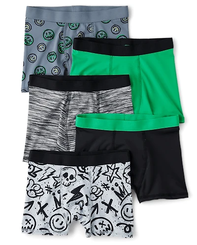 Boys Graffiti Performance Boxer Brief Underwear 5-Pack