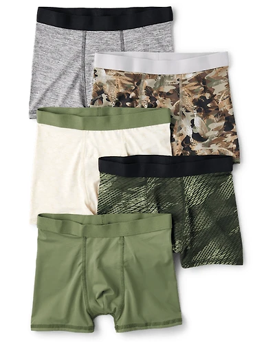 Boys Camo Performance Boxer Brief Underwear 5-Pack