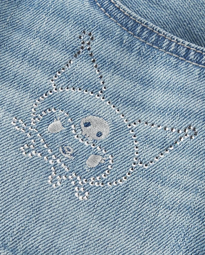 Girls Kuromi™ Rhinestone Denim Shortie Shorts