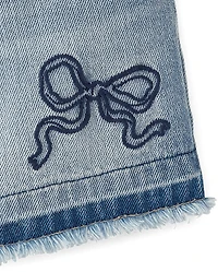 Girls Hello Kitty® Embroidered Frayed Denim Midi Shorts