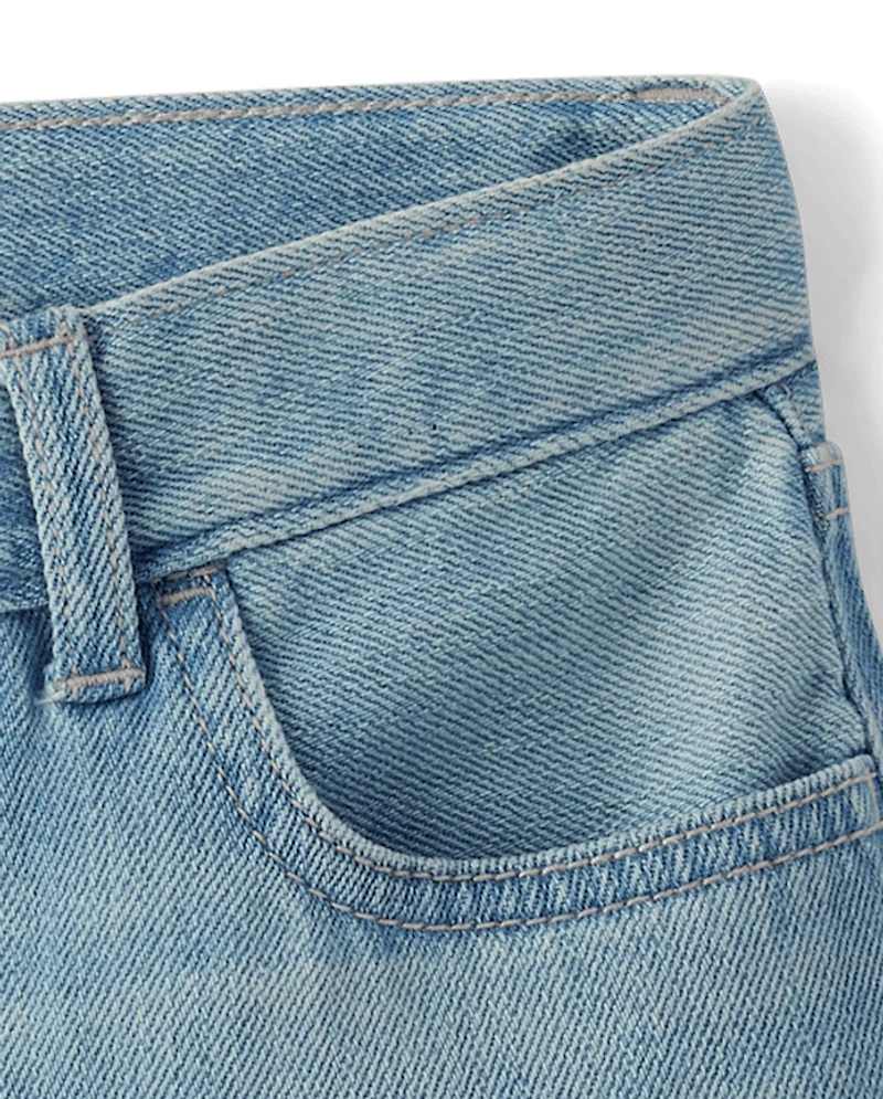 Girls Hello Kitty® Rhinestone Denim Shortie Shorts