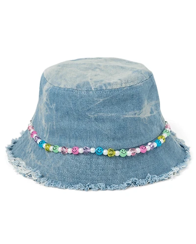 Girls Beaded Denim Bucket Hat