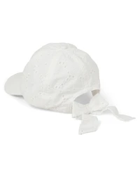 Girls Bow Back Embroidered Eyelet Baseball Hat