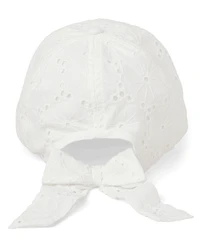 Girls Bow Back Embroidered Eyelet Baseball Hat