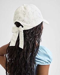 Girls Bow Back Embroidered Eyelet Baseball Hat