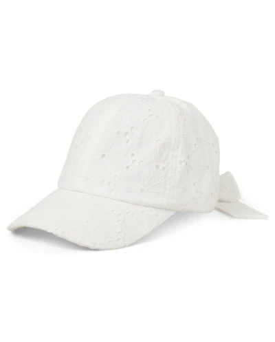 Girls Bow Back Embroidered Eyelet Baseball Hat