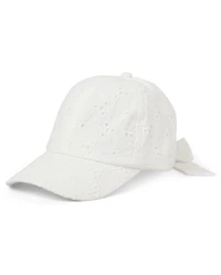 Girls Bow Back Embroidered Eyelet Baseball Hat