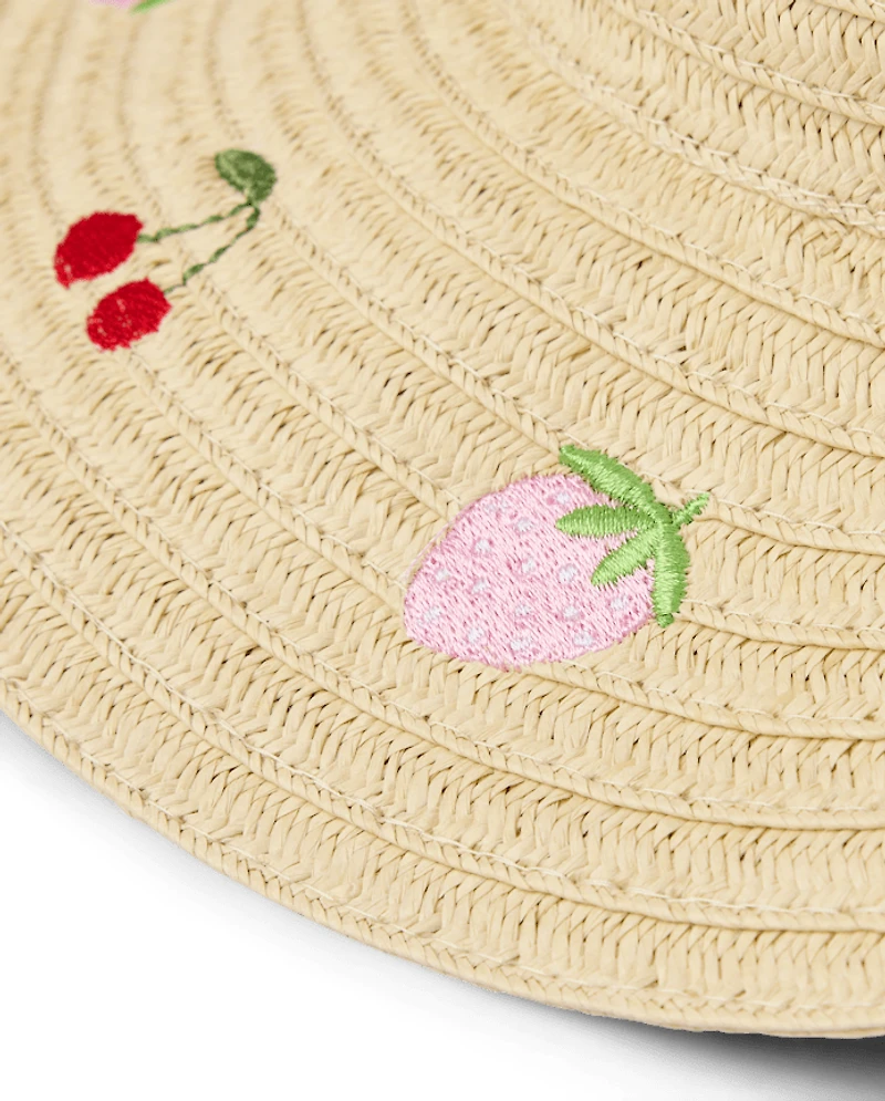 Baby And Toddle Girls Embroidered Fruit Sun Hat
