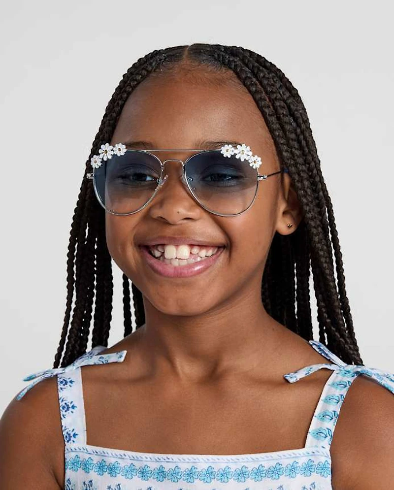 Girls Floral Aviator Sunglasses