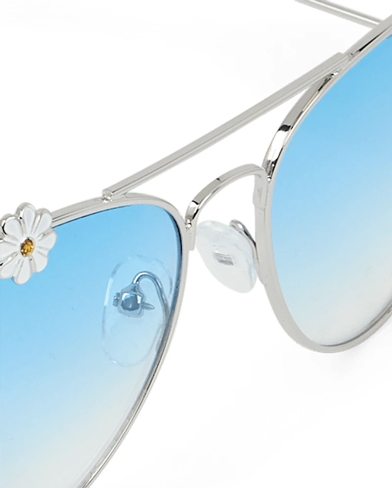 Girls Floral Aviator Sunglasses