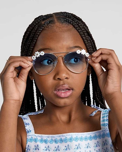 Girls Floral Aviator Sunglasses