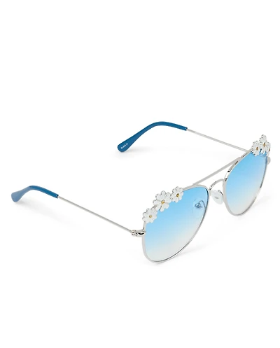 Girls Floral Aviator Sunglasses