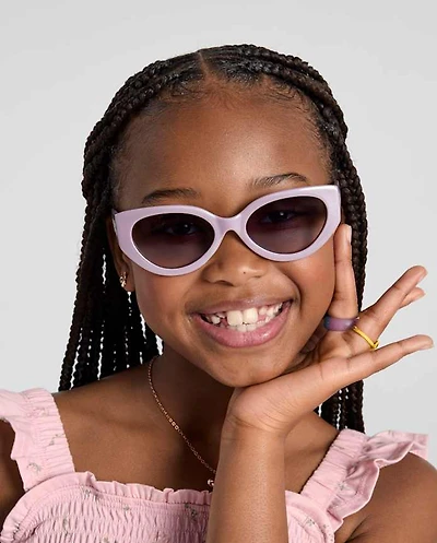 Girls Perforated Heart Cat Eye Sunglasses