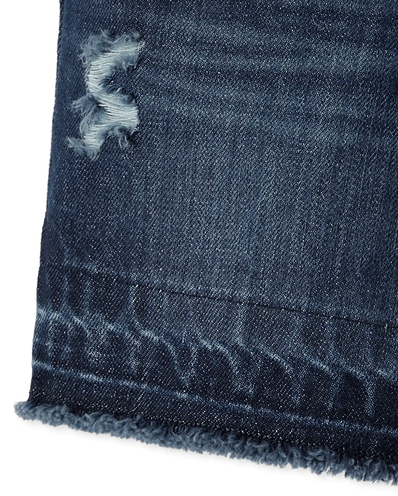 Short midi en jean déchiré et décontracté pour filles