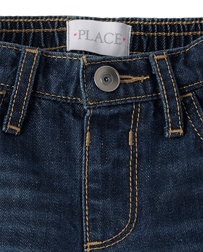 Girls Ripped Relaxed Denim Midi Shorts