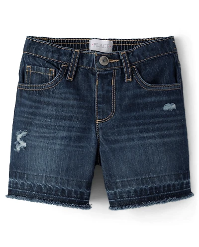 Girls Ripped Relaxed Denim Midi Shorts