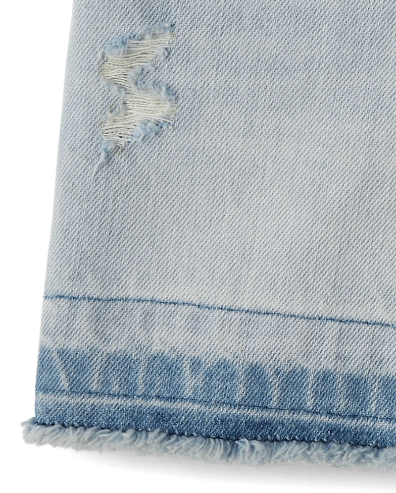 Girls Ripped Relaxed Denim Midi Shorts