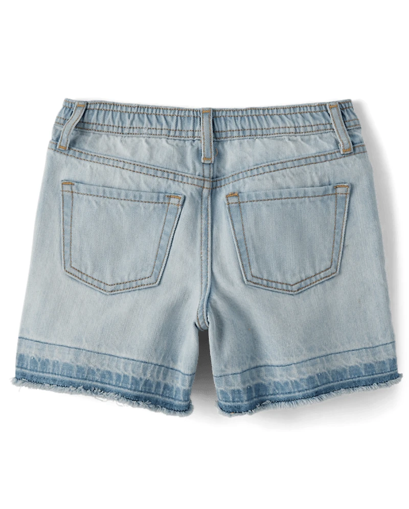 Girls Ripped Relaxed Denim Midi Shorts