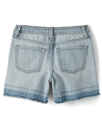 Girls Ripped Relaxed Denim Midi Shorts