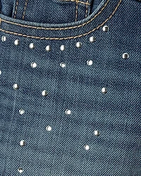 Short en jean midi à strass pour filles