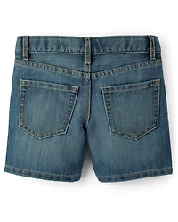 Girls Rhinestone Studded Midi Jean Shorts