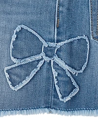 Girls Applique Bow Midi Jean Shorts