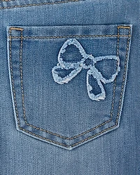 Girls Applique Bow Midi Jean Shorts
