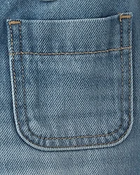 Girls Patch Pocket Relaxed Denim Shortie Shorts