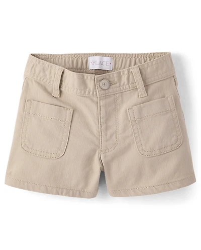 Girls Patch Pocket Relaxed Shortie Shorts