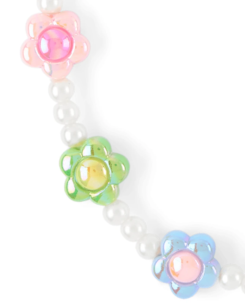 Girls Floral Beaded 2-Piece Jewelry Set