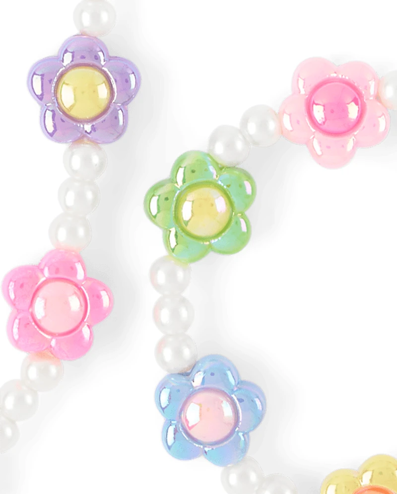 Girls Floral Beaded 2-Piece Jewelry Set